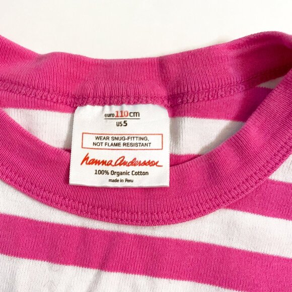 Hanna Andersson Pink Striped PJ Set, Size 5 - Picture 3 of 7